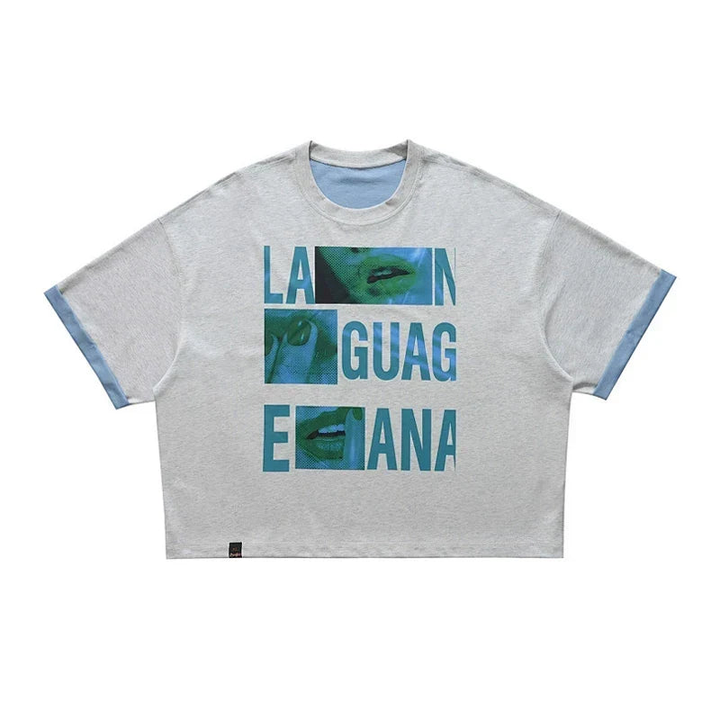 ONSEVENINE "Language" Collage Graphic Tee